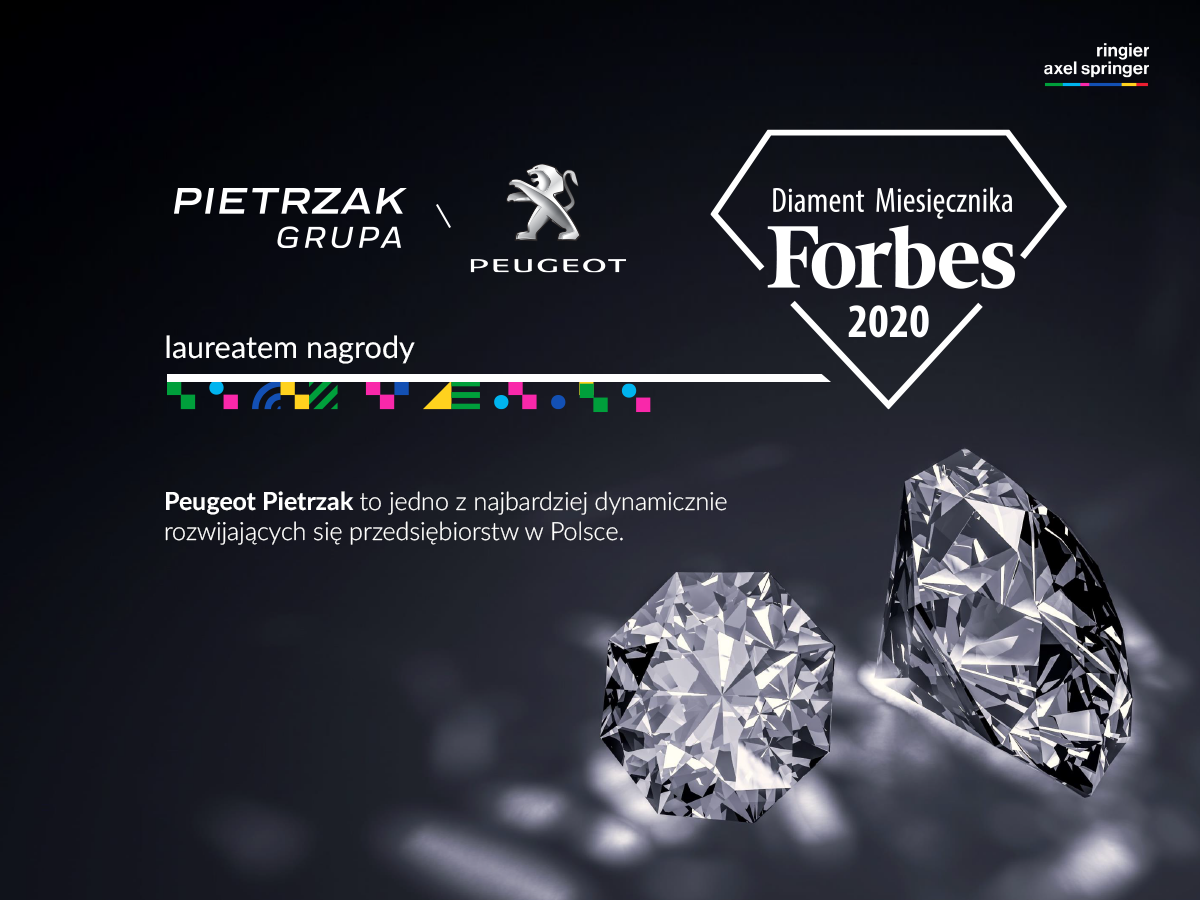 Peugeot Pietrzak z Diamentem miesięcznika Forbes 2020. 